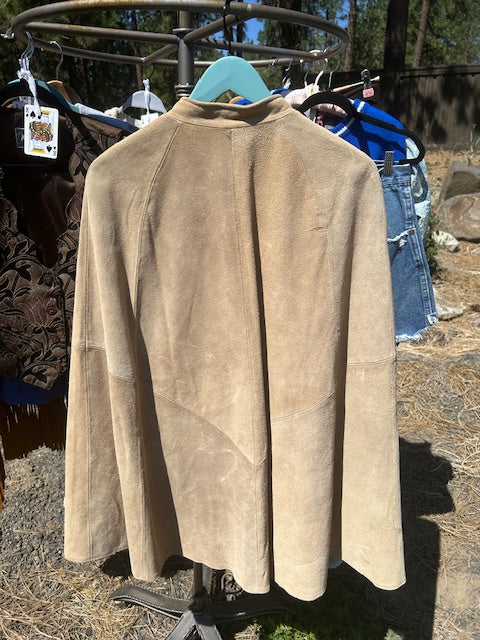 Genuine Leather Cape with Detailed Design