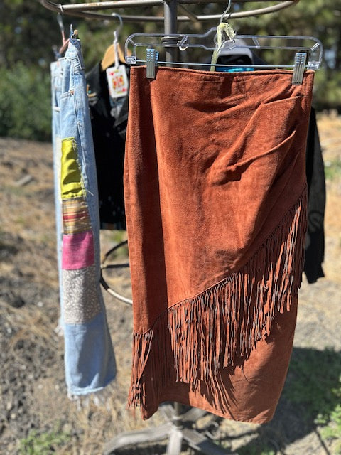 Authentic Leather Fringe Skirt
