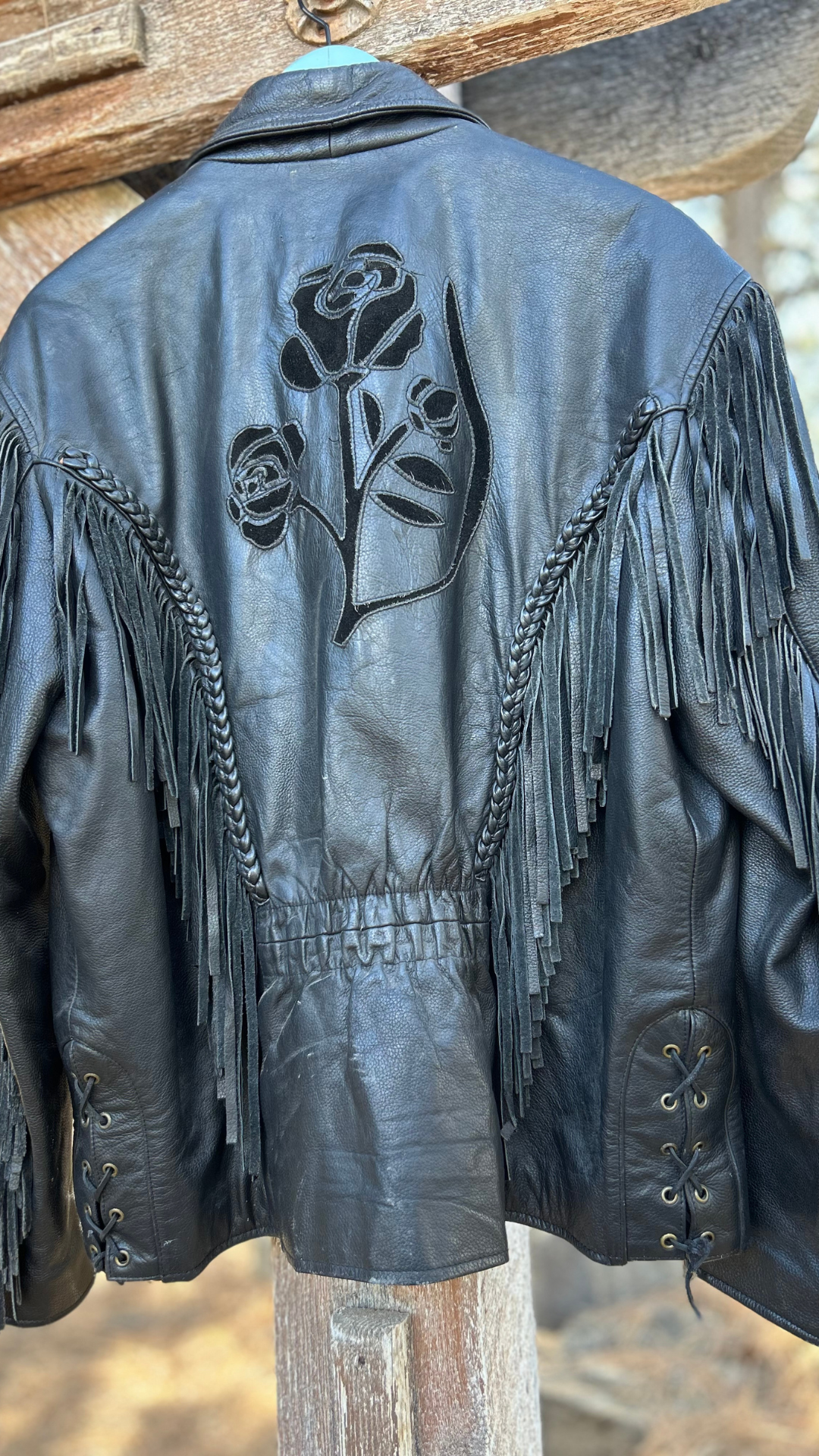 Fringe and Rose Leather Jacket