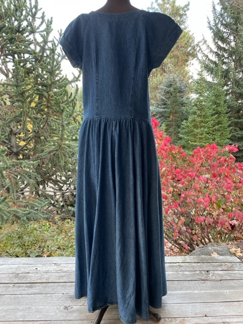 Vintage Drop Waist Demin Western Dress