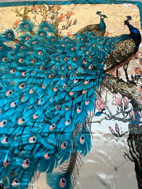 Blue Peacock Large Scarf